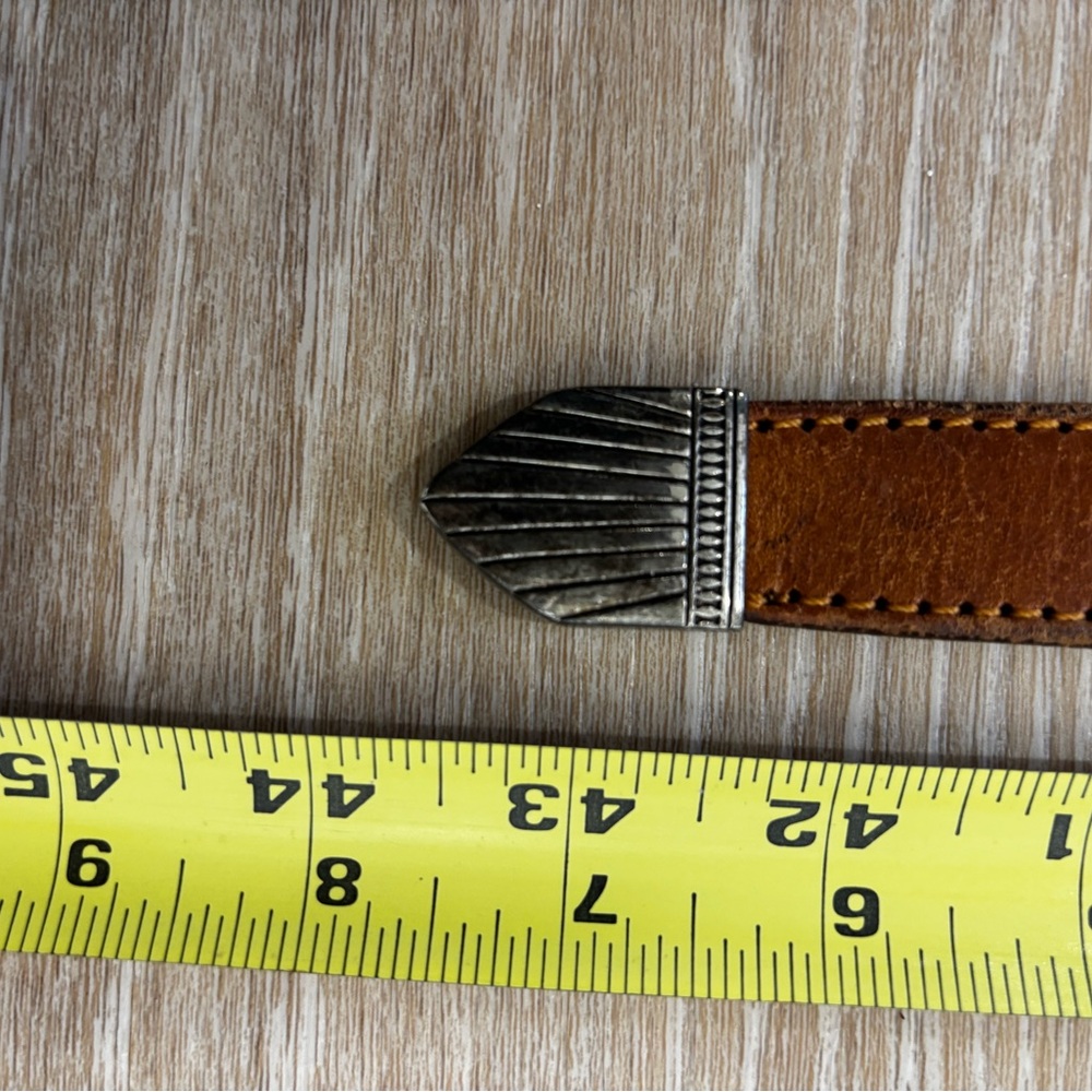 Brown Leather Belt with Beaded Design - Picture 8 of 8